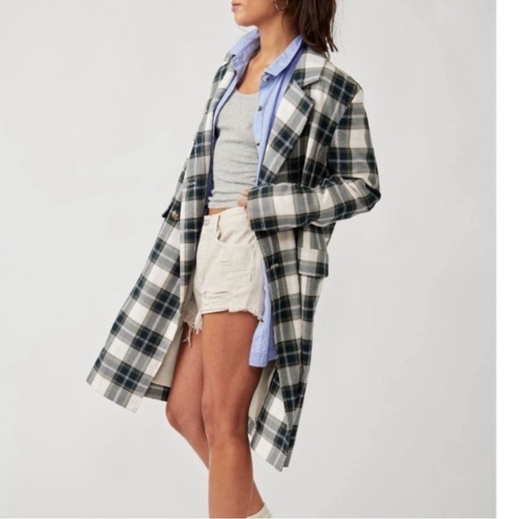 Free  People Freddie Long line double breasted plaid blazer coat - Picture 13 of 13
